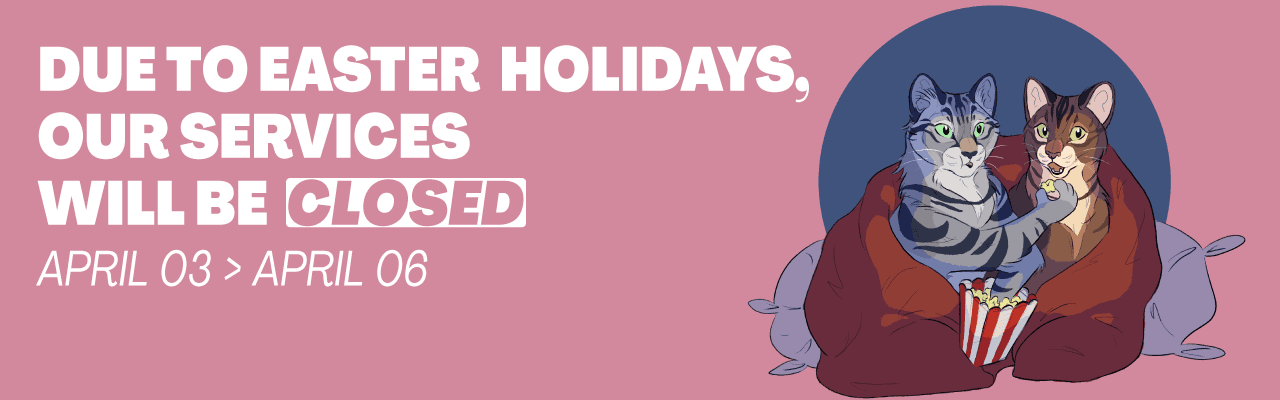 Easter2026 En due to easter holidays, our services will be closed